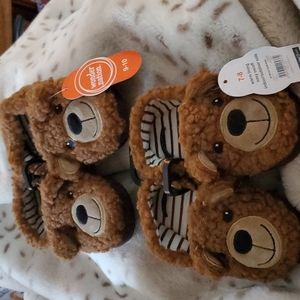 Kids Brown Bear Slippers
